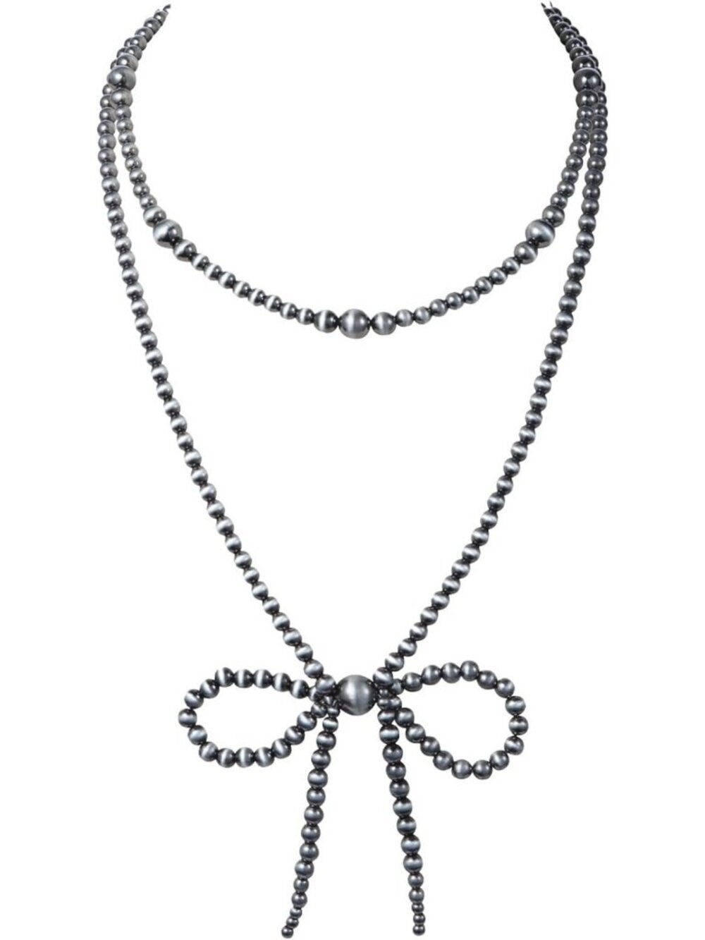 Handmade Layered Boho Pearl Bow Necklace for Women | Western Jewelry for